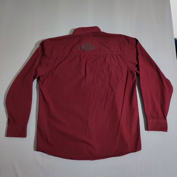 Harley-Davidson casual button down shirt men's size L maroon printed brand name - Picture 3 of 13